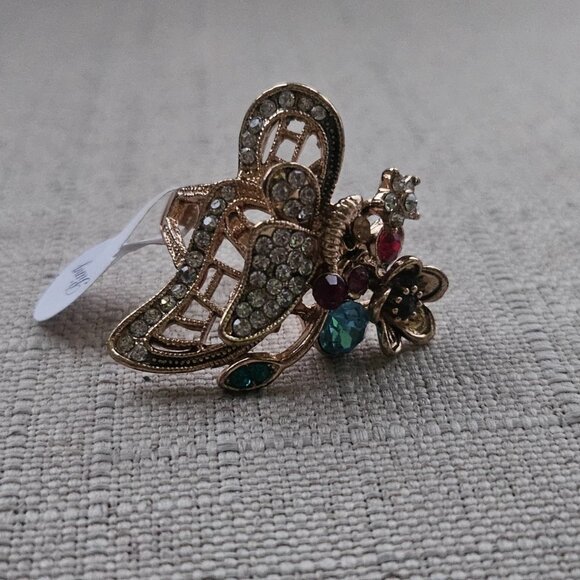 Fashion Ring Butterfly Shape Multi Color Faux Gemstone Fashion Jewelry Size - Picture 10 of 10